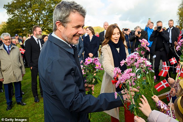 Both Danish royals greeted cheering crowds by the Danevirke Museum near Flensburg
