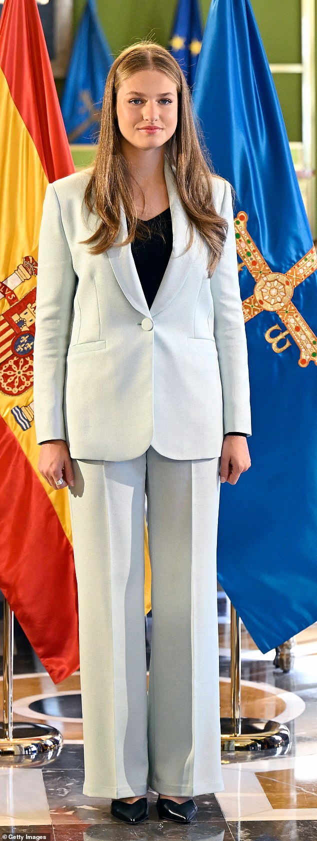 The daughter of King Felipe and Queen Letizia of Spain styled her sleek brunette tresses out for the occasion