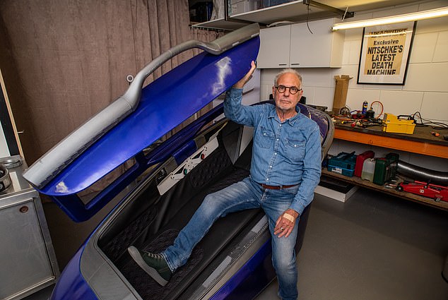 Dr Philip Nitschke (pictured with a prototype) has vowed to print a new machine - made using a 3D printer - in the Netherlands to use in a country other than Switzerland