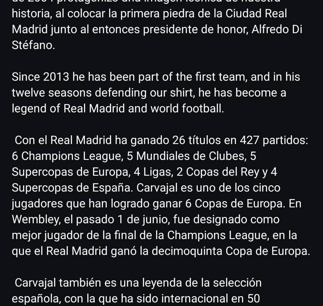 Real Madrid has extended Dani Carvajal's contract to June 2026!