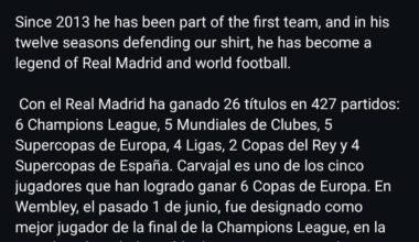 Real Madrid has extended Dani Carvajal's contract to June 2026!