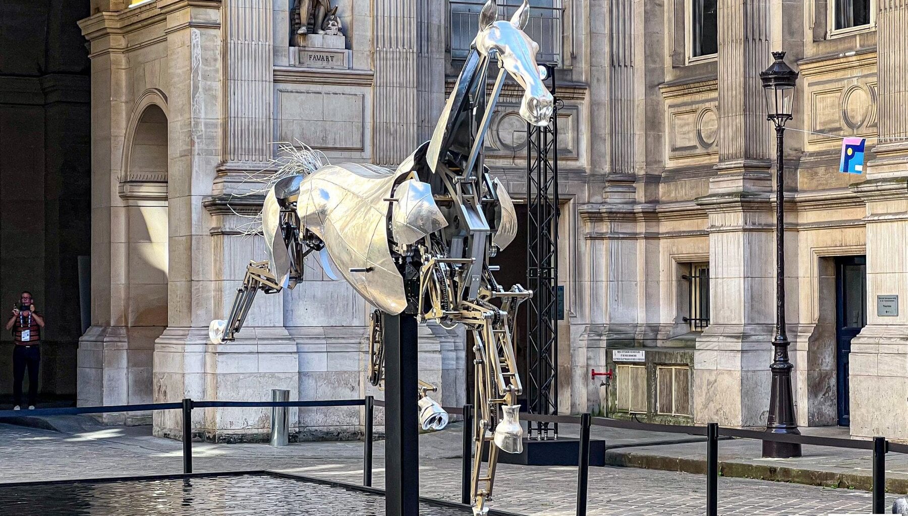 ZEUS, the metal horse from the Olympic opening ceremony, on display at Versailles