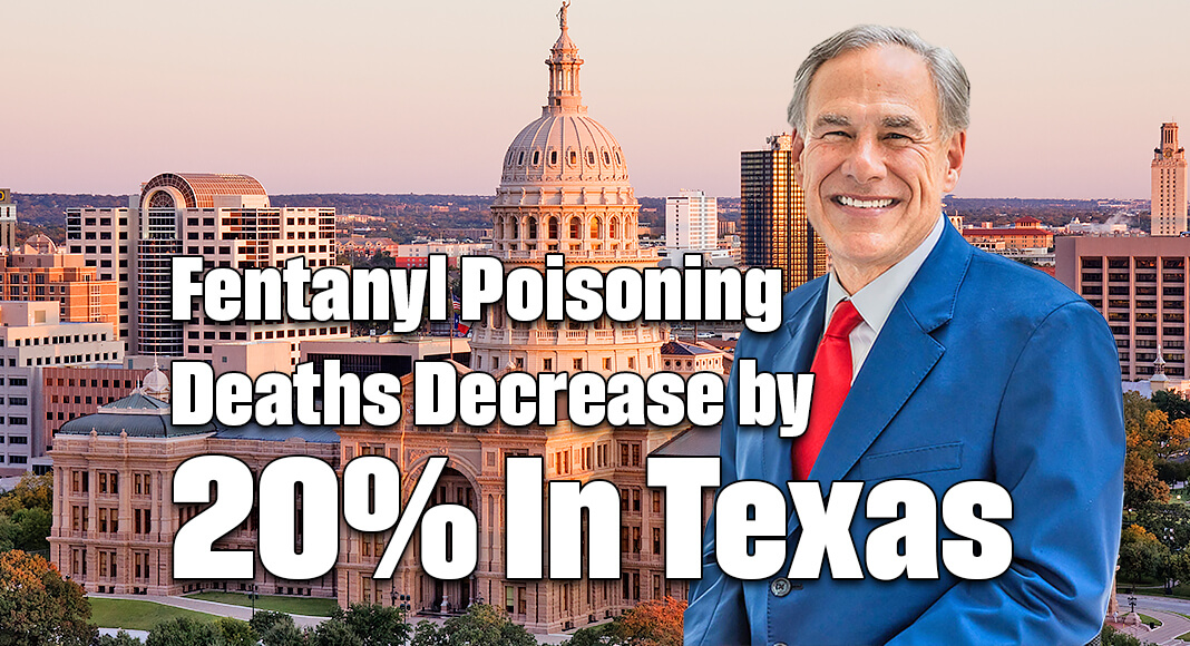 Governor Greg Abbott today highlighted new data published by the Texas Department of State Health Services (DSHS) that shows an almost 20% decrease in fentanyl-related poisoning deaths over the past year. Courtesy images