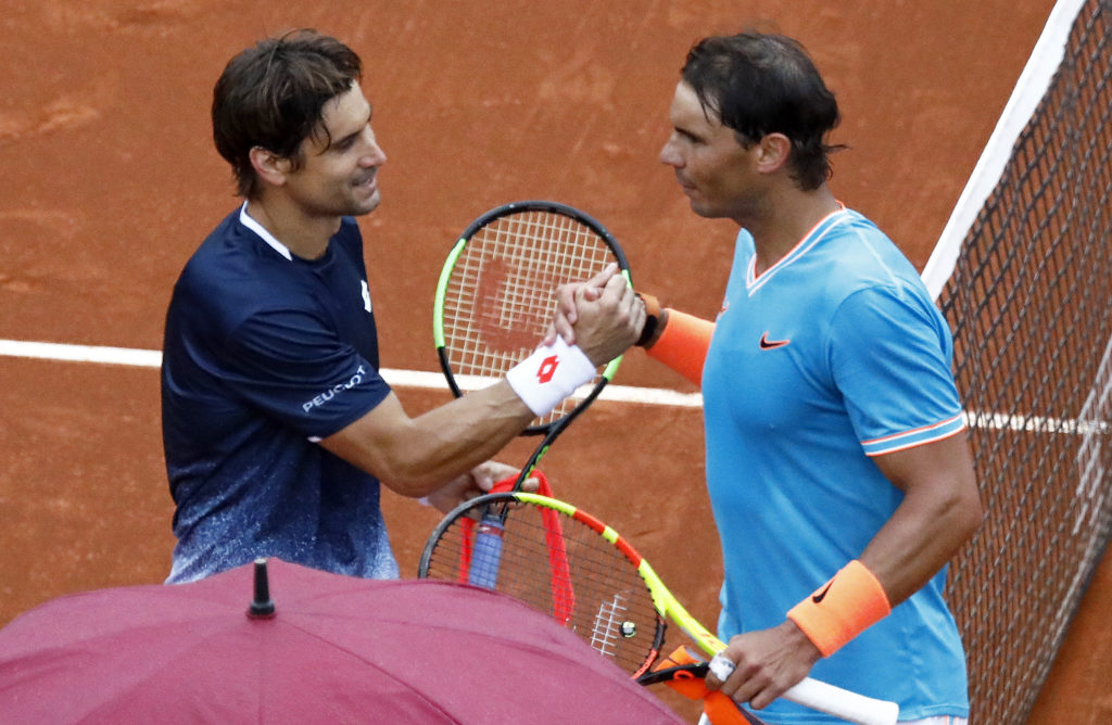 David Ferrer during the match against Rafa Nadal corresponding to the 1/8 of final of the Barcelona Open Banc Sabadell tournament, on 25th April 20...