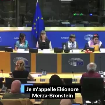 Eléonore Merza Bronstein (Alliance Juive Antisioniste Belgique) à l'évènement "Juifs européens pour la Palestine" au Parlement Européen le 3 octobre 2024