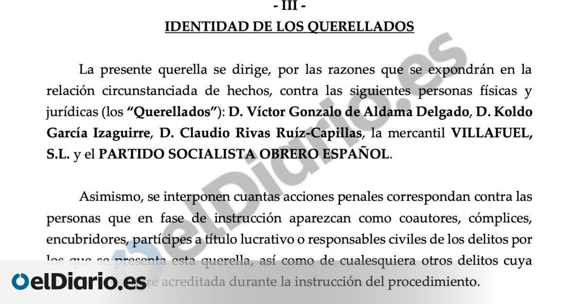 La querella del PP pide que se impute al PSOE en base a testimonios anónimos publicados por un medio