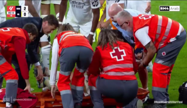 Dani Carvajal leaves the pitch on a stretcher.