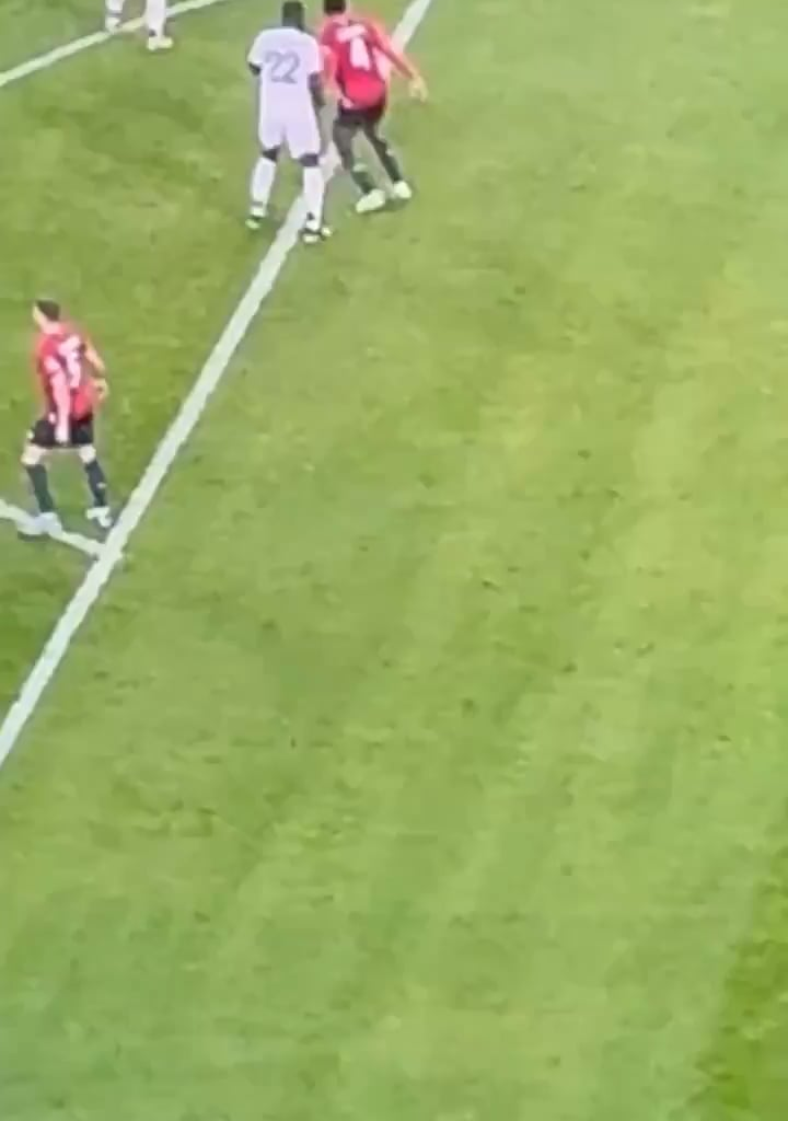 Antonio Rudiger pulls the arm of a Lille defender (No 2nd yellow card was given)