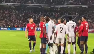 Diakite and Rudiger have some words for each other. Carvajal comes and grabs Diakite by the neck. Referee gives Diakité a yellow card for the action