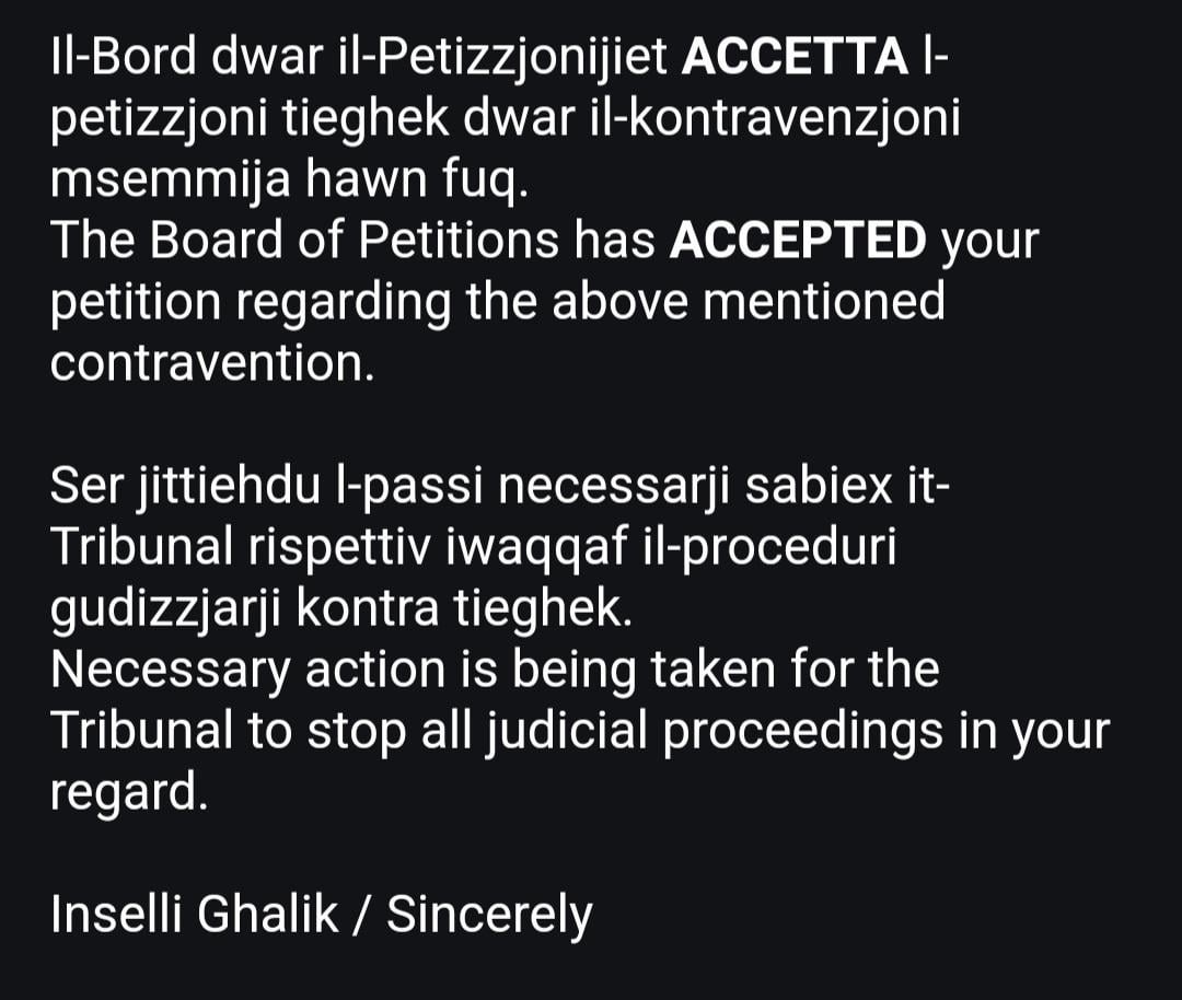 A few weeks ago I opened a petition for a contravention, now I got this. What's next?