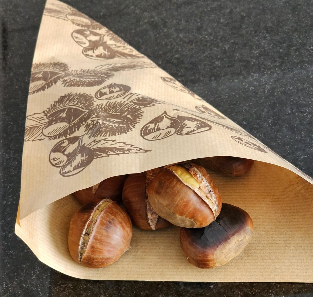 "Heissi Maroni!" ― Finally, it's the season for hot chestnuts again! These are home-roasted, but soon the chestnut stands should pop up as well. Around here, the local vendors at the stands shout "heissi Maroni!" ― How do they sell them where you live, if it's even a thing?