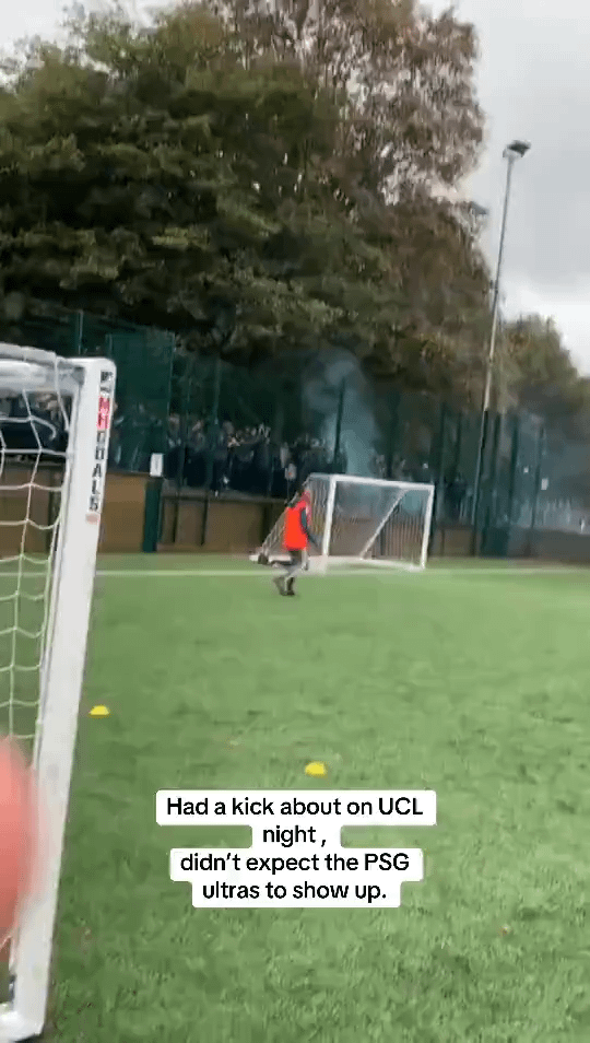 Some PSG ultras turned up to a 5 a side pitch in London to support some random guys having a kick about