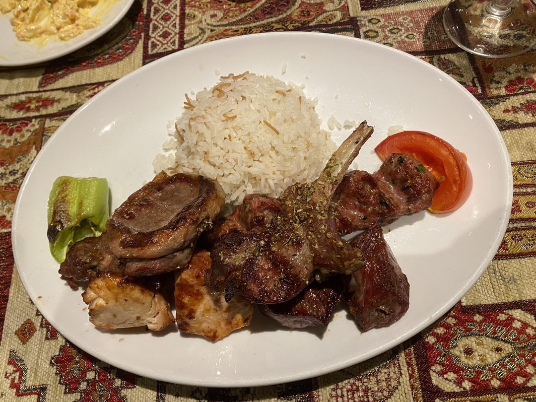 grilled meat & rice, and hummus & pita