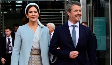 Queen Mary Looks Regal in Tweed Pencil Skirt in Berlin