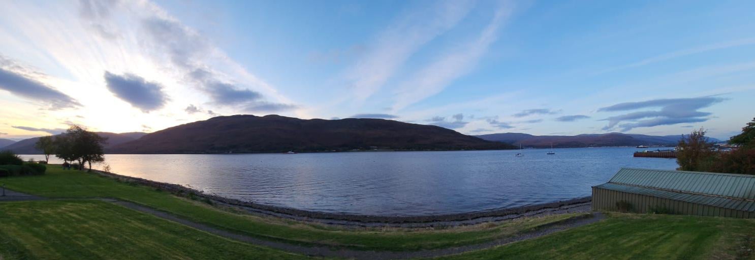 Twilight gloom over Loch Linnhe at Fort William last night