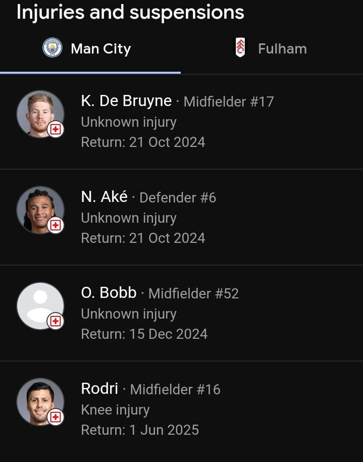 Rodri return in 1 jun