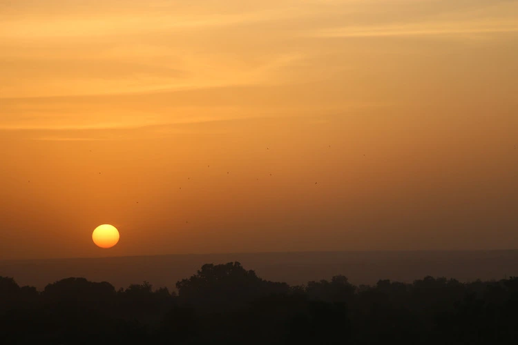 Sunset over Niamey city, capital of Niger, Sahel region, Western Africa.