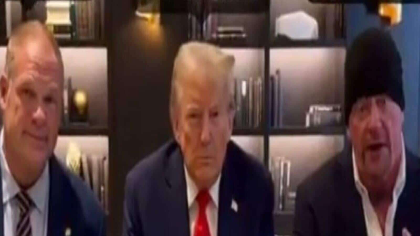 In the video, The Undertaker emphasizes the importance of votes, saying, 'Choose wisely – the nation depends on it,' while Trump adds that it should be an 'easy choice'.