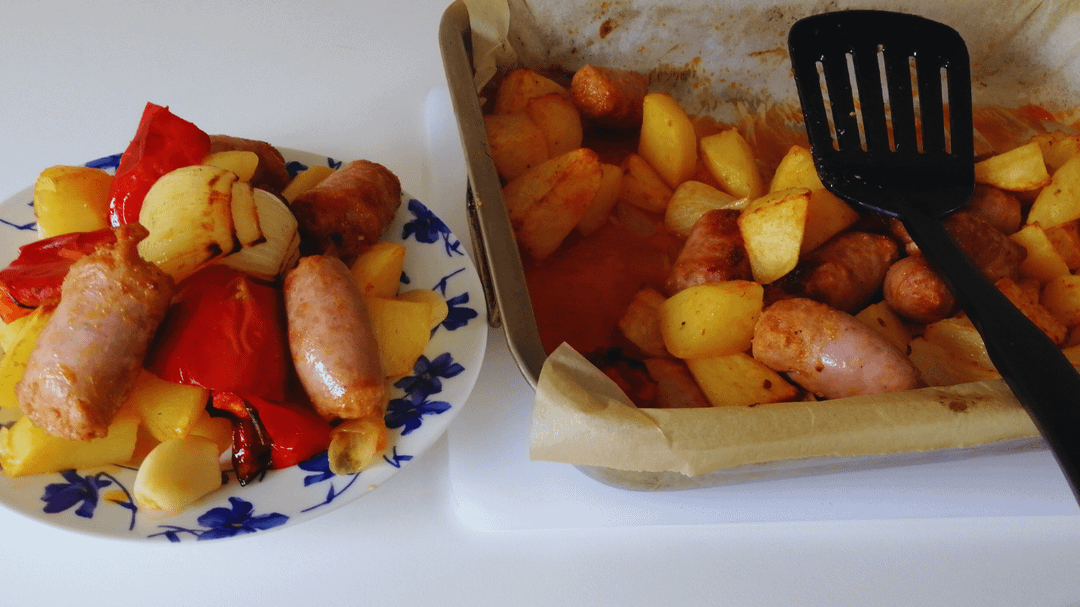 Oven Cooked Spanish Sausage with Potatoes