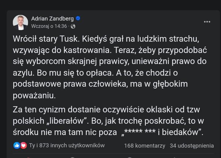 Zandberg o zapowiedziach Tuska