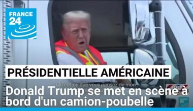 Donald Trump se met en scène à bord d'un camion-poubelle, après une gaffe de Biden • FRANCE 24