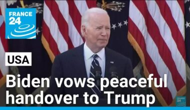 Biden vows peaceful handover to Trump and urges Americans to 'bring down the temperature'