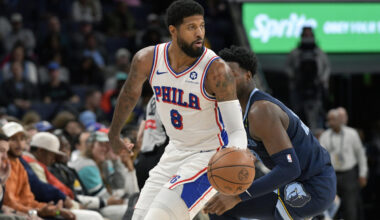 Paul George exits Sixers game after hyperextending left knee, again