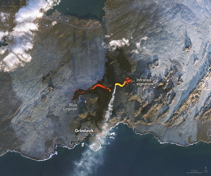 Iceland eruption and lava flow
