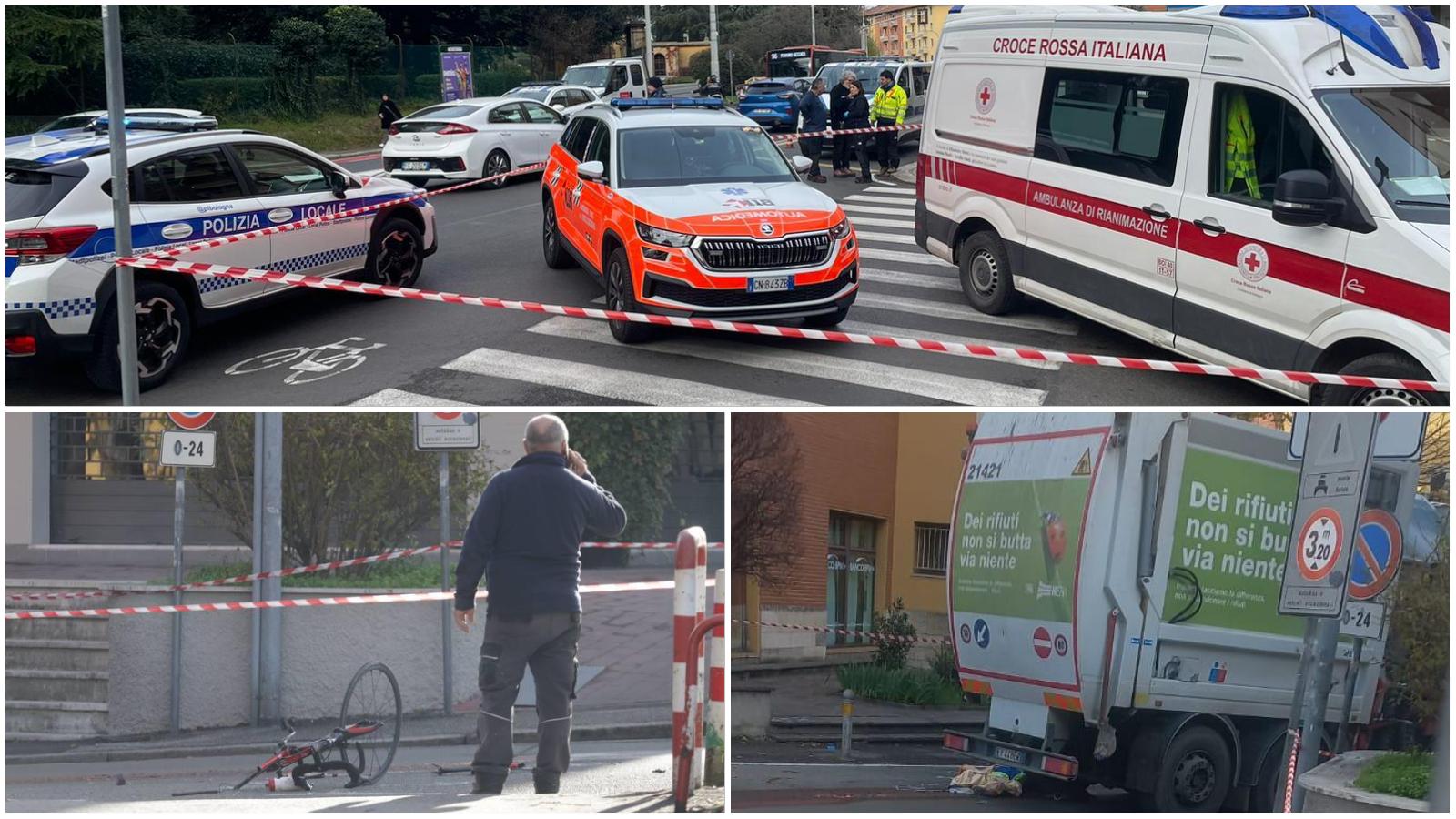 Incidente oggi a Bologna, giovane ciclista investito e ucciso dal camion dei rifiuti