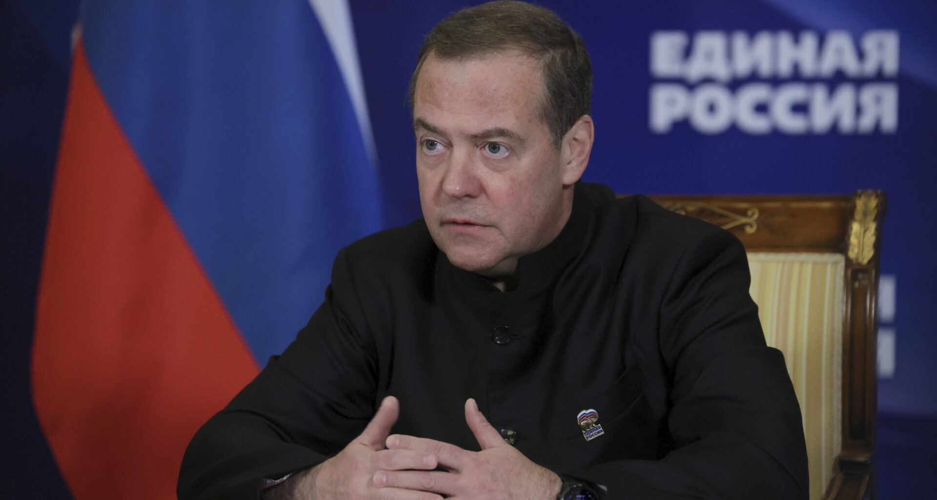 Dmitry Medvedev Holding a Meeting United Russia