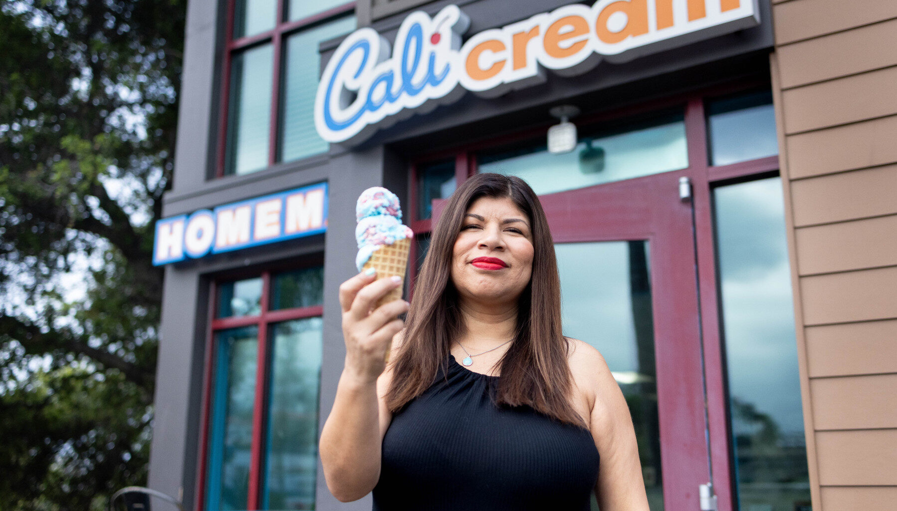 Business alumna Juliana Ortiz has launched a successful ice cream business, Cali Cream, and has helped craft 55 different flavors, including her childhood favorite, chocolate.  Photo by Alicia Lores