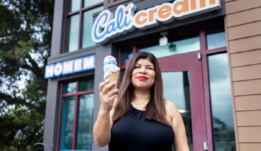 Business alumna Juliana Ortiz has launched a successful ice cream business, Cali Cream, and has helped craft 55 different flavors, including her childhood favorite, chocolate.  Photo by Alicia Lores