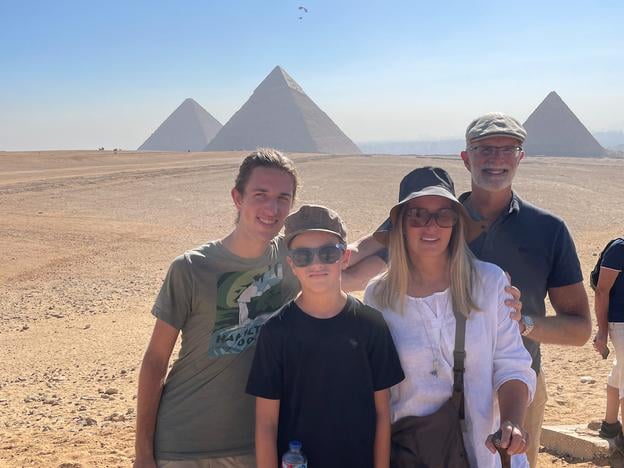 Šárka, Tom and their two boys in Egypt.