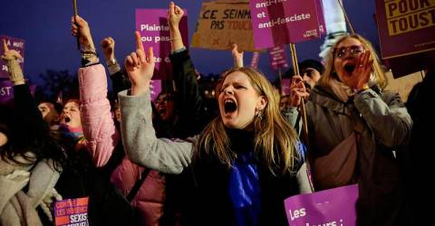 Thousands march in France over violence against women amid rape trial