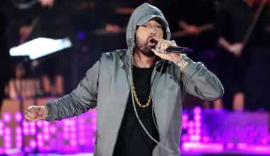 Eminem performs during "Live From Detroit: The Concert at Michigan Central," June 6, 2024, in Detroit. (AP Photo/Carlos Osorio)