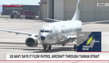 US Navy patrol aircraft flies through Taiwan Strait, drawing backlash from China