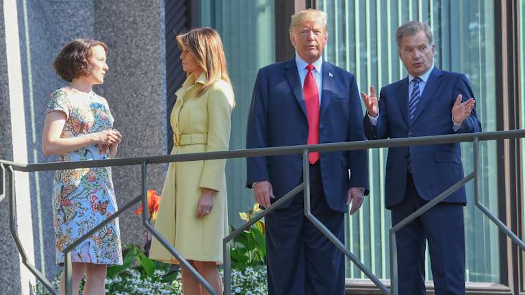 Sauli Niinistö ja Donald Trump sekä Jenni Haukio ja Melania Trump