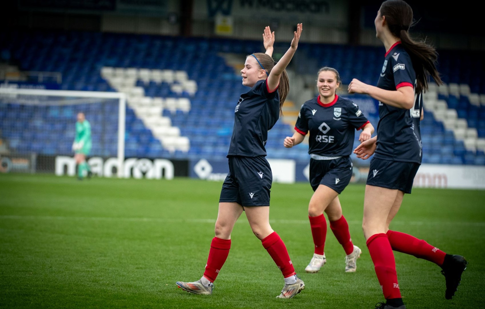 Keira Syrjanen celebrate scoring for Ross County to make it 2-2 against Bonnyrigg Rose Athletic. Picture: Callum Mackay.