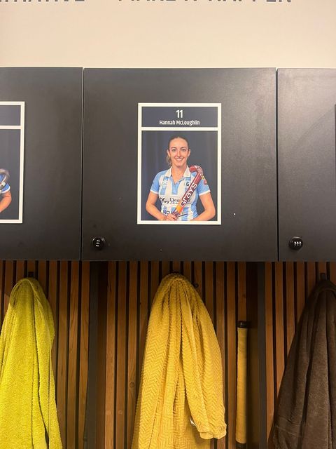 Hannah McLoughlin's spot in the dressing room.