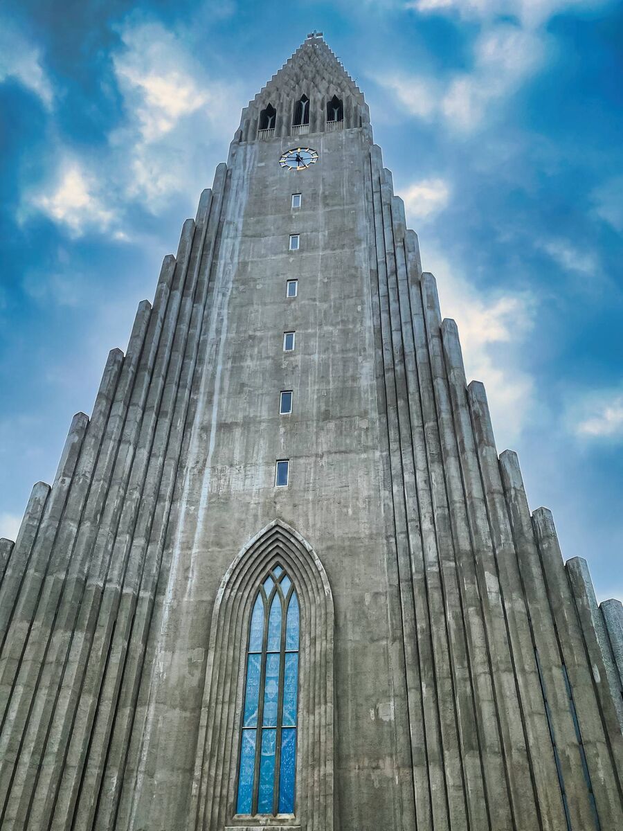 Detail of the architecture of the Hallgrimskirkja Lutheran Church in Reykjavik, Iceland.