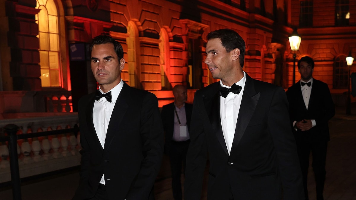 Roger Federer and Rafael Nadal pose in Italy's Dolomites mountain for new luxury project