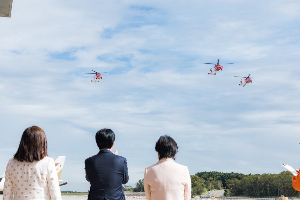 Taiwan President Lai Ching-te (centre) and Vice President Hsiao Bi Khim attend the the 20th anniversary of the air force headquarters, on November 8, 2024. Photo: Liu Shu Fu/Taiwan's Office of the President.