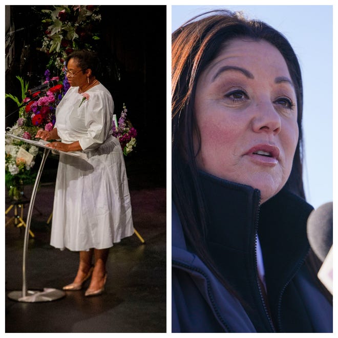 Janelle Bynum (left) and Lori Chavez-DeRemer (right) are running in Oregon for a seat in Congress.