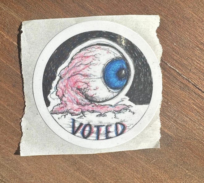 The shocking sticker Kiersten Maresca received when she voted in North Carolina.
