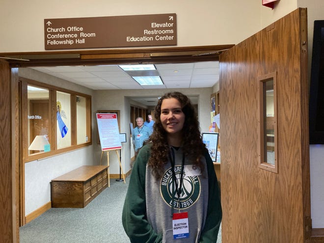 Liliana Medina, a 16-year-old student at Wauwatosa East, was serving as a poll worker on Tuesday, Nov. 5, at St. Matthew's Lutheran Church in Tosa.