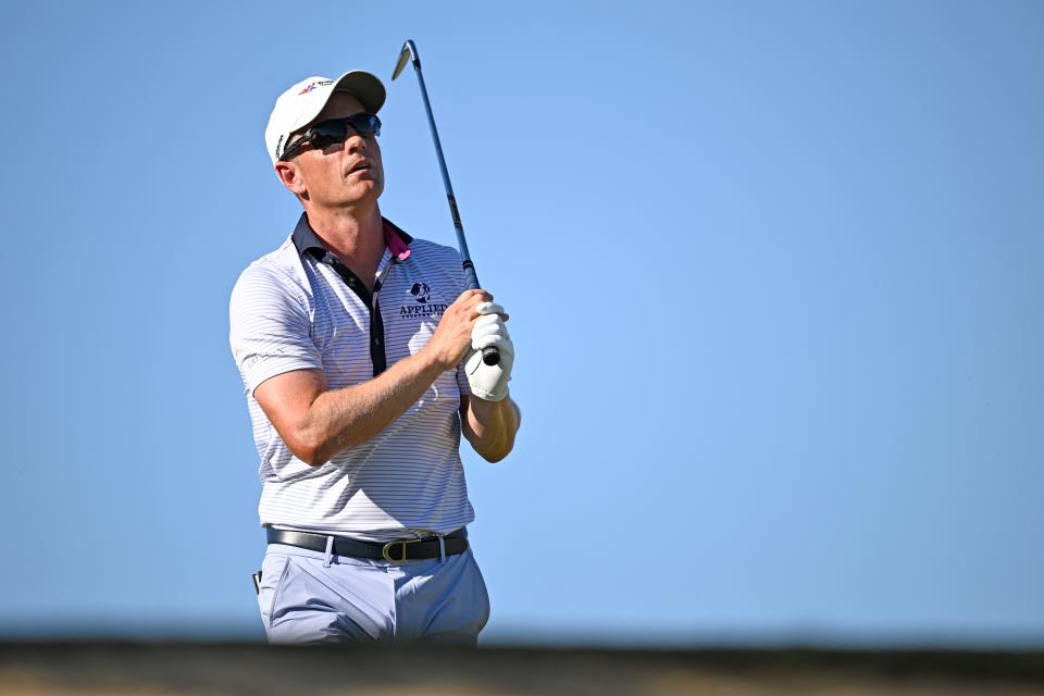 CABO SAN LUCAS, MEXICO - NOVEMBER 08: Luke Donald of England plays his shot from the second tee during the second round of the World Wide Technology Championship 2024 at El Cardonal at Diamante on November 08, 2024 in Cabo San Lucas, Mexico. (Photo by Orlando Ramirez/Getty Images)