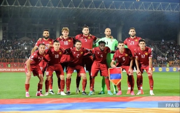 Armenia’s National Soccer Team Beats Latvia 2-1