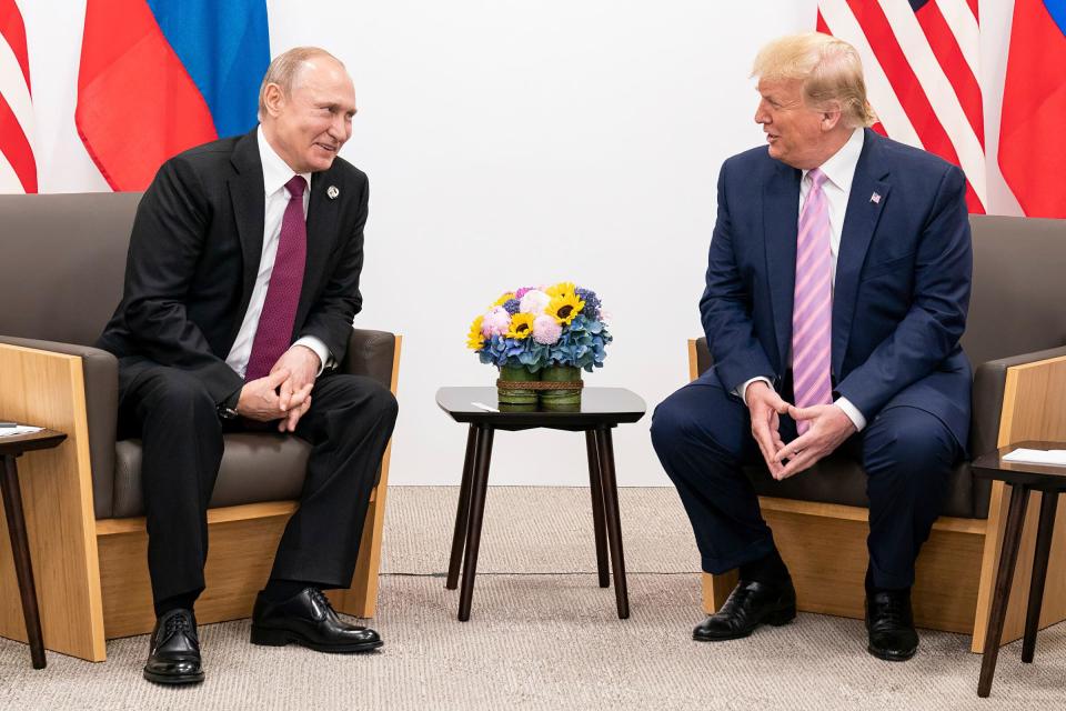 President Donald J. Trump participates in a bilateral meeting with the President of the Russian Federation Vladimir Putin during the G20 Japan Summit Friday, June 28, 2019, in Osaka, Japan. (Official White House Photo by Shealah Craighead)