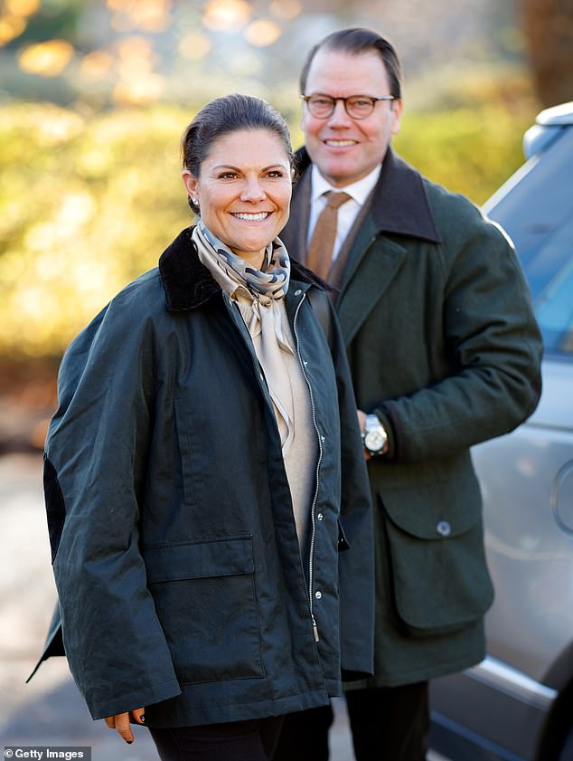 Swedish royal couple Princess Victoria and Prince Daniel dressed the part for visiting the UK countryside last year, both in waxed coats layered over cream and camel ensembles