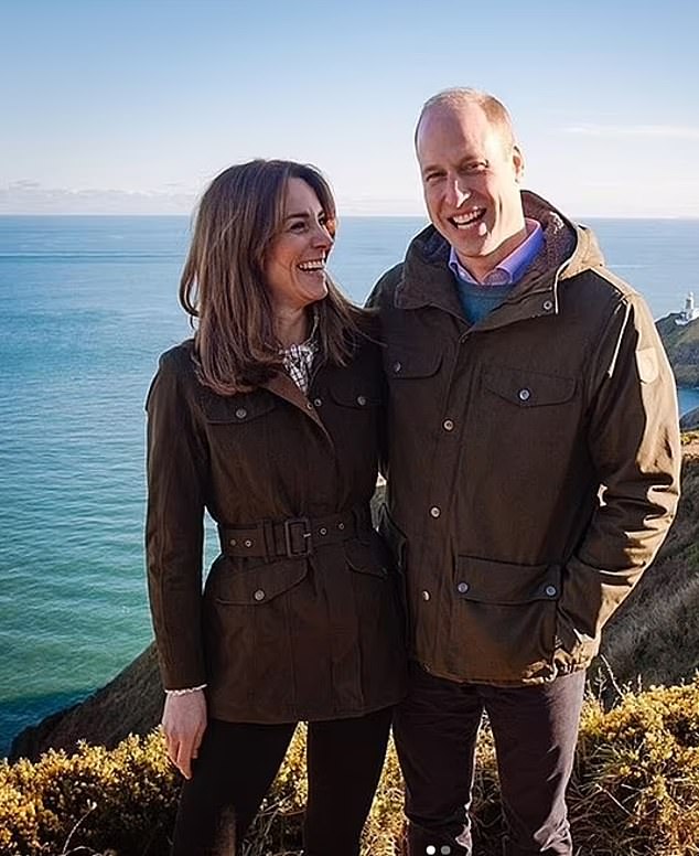 Prince William and Kate seen in matching outfits on the clifftops in Ireland during a tour of the country in 2020